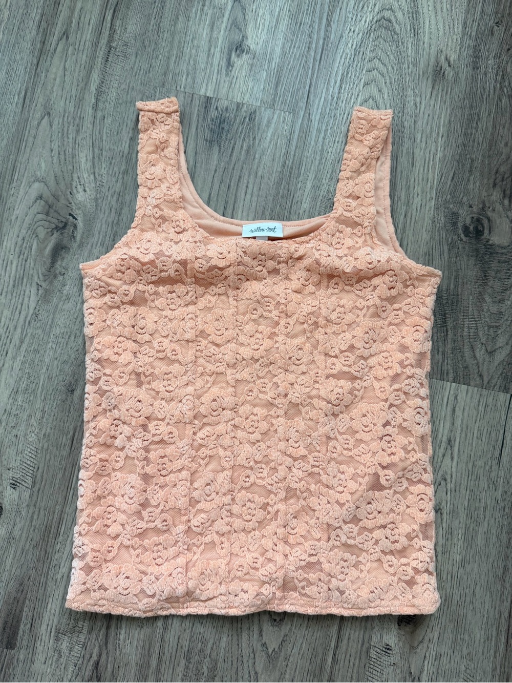 Willow root Peach Lace Scoop Tank